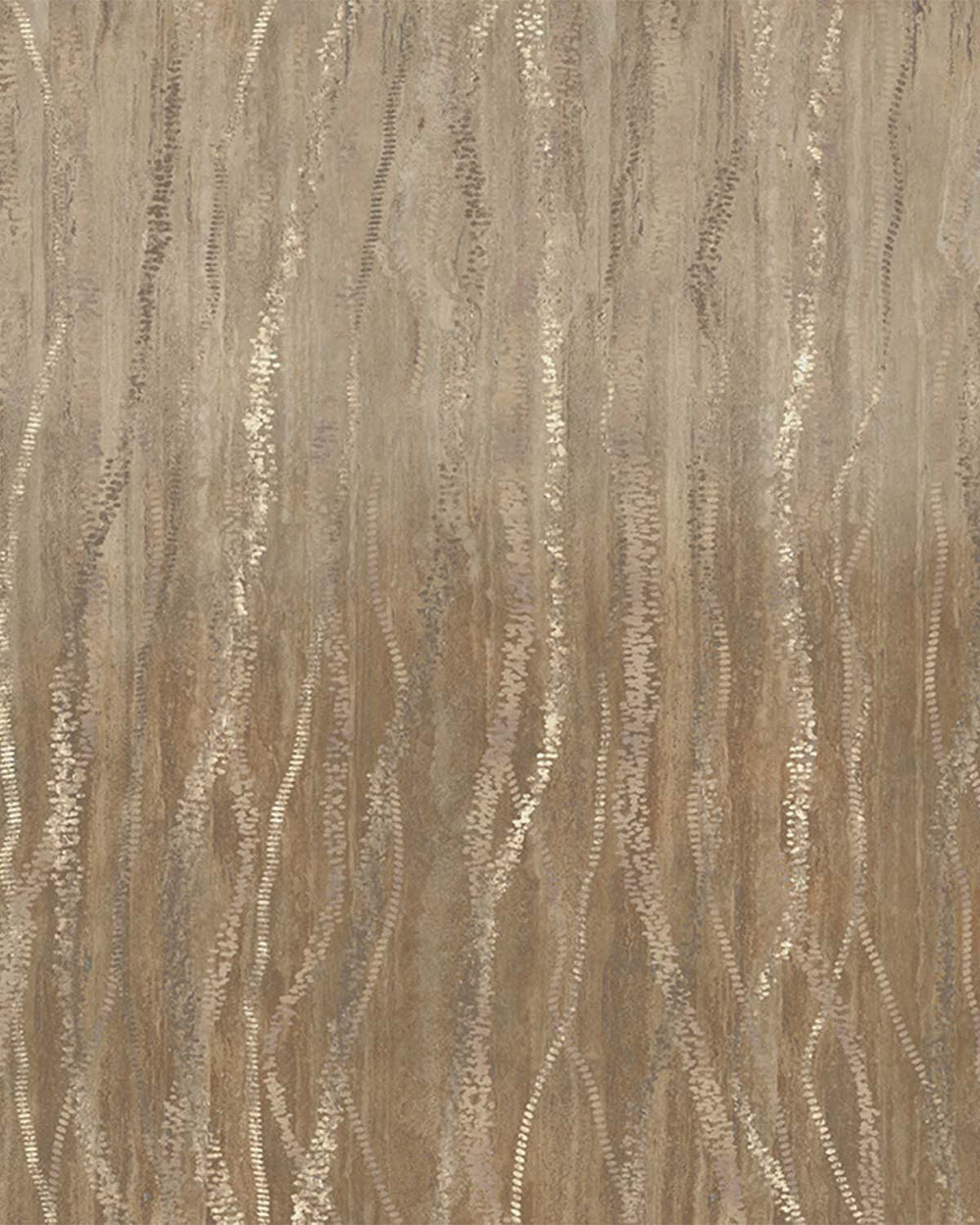 Pastel Brown Metallic Wavy Line Mural M3120