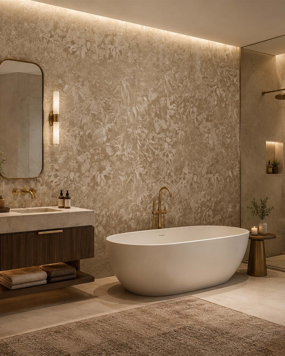 Gazelle Brown Timeless Floral Landscape Mural M3121
