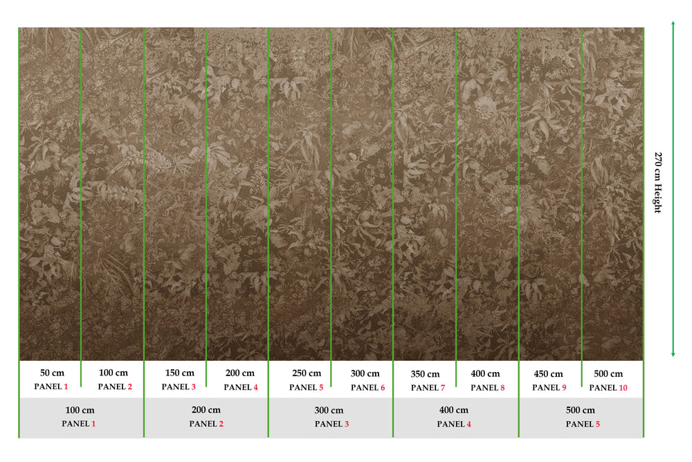 Iroko Brown Timeless Floral Landscape Mural M3122