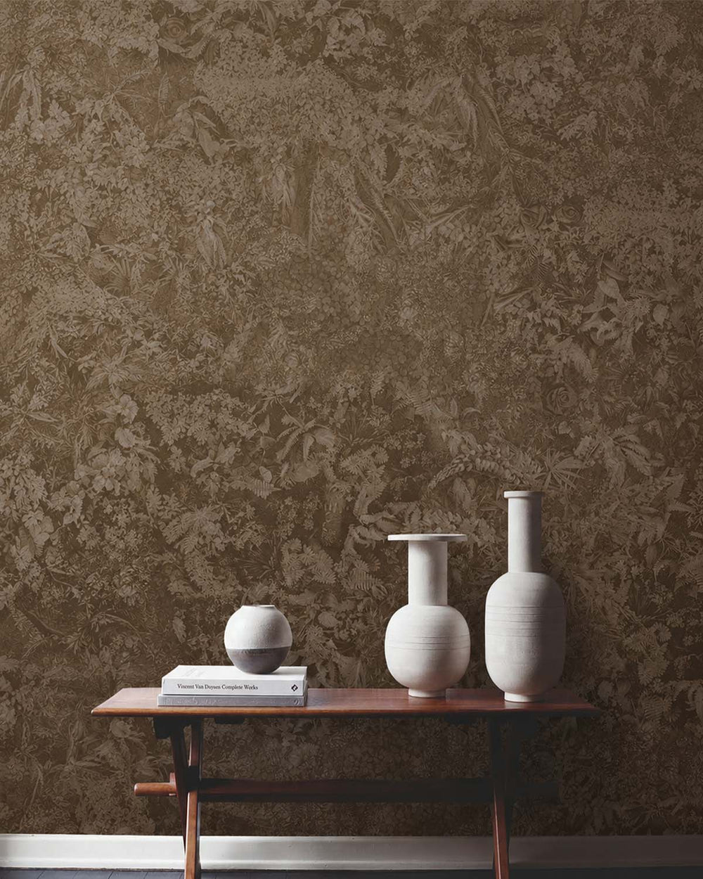Iroko Brown Timeless Floral Landscape Mural M3122