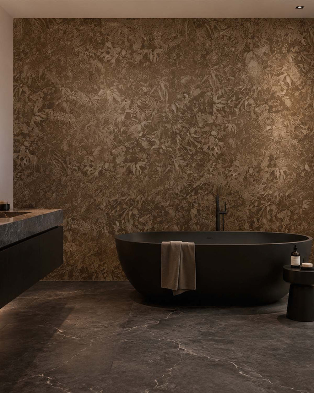 Iroko Brown Timeless Floral Landscape Mural M3122