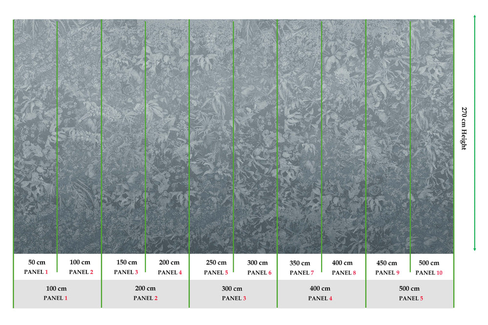 Slate Grey Timeless Floral Landscape Mural M3123