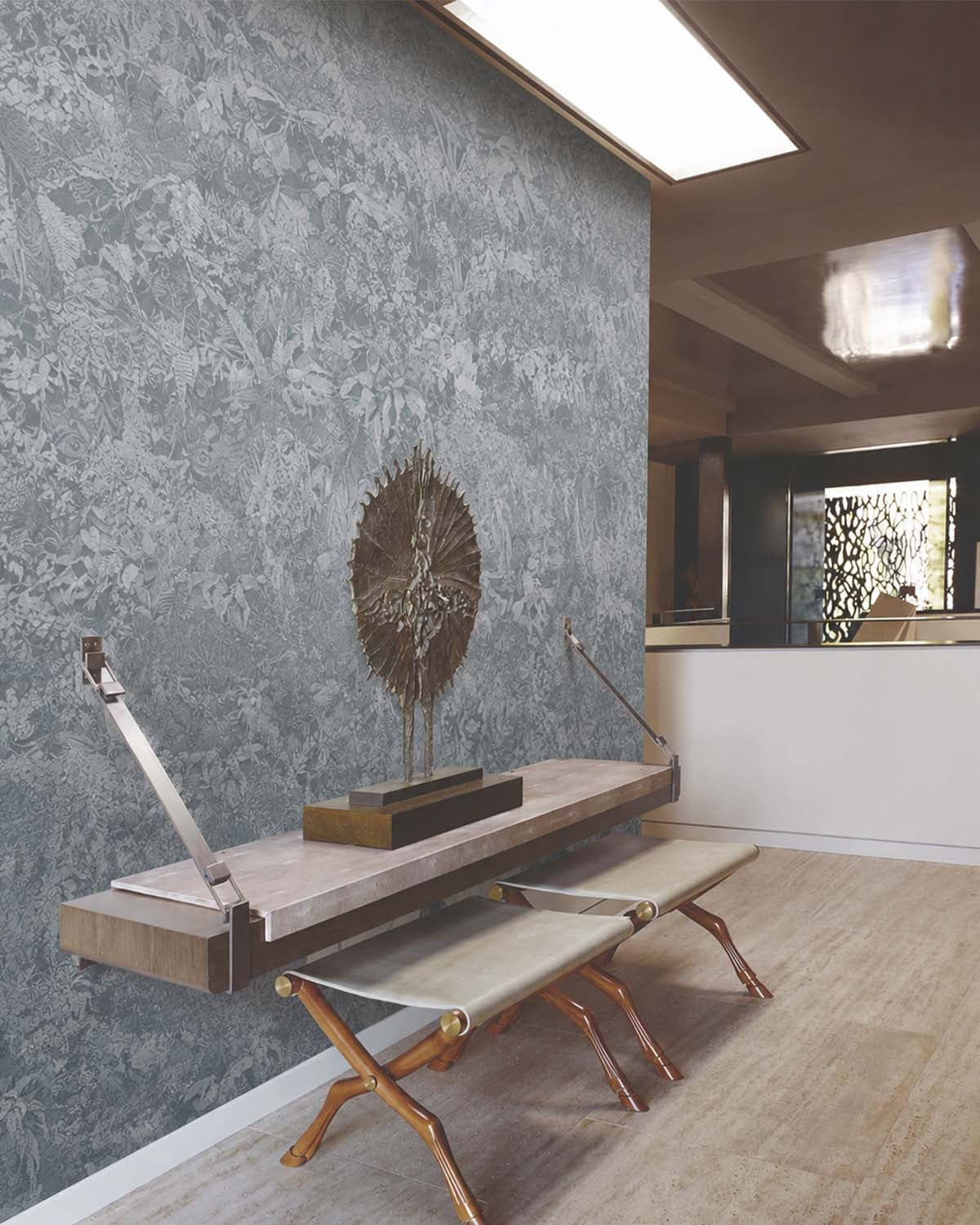 Slate Grey Timeless Floral Landscape Mural M3123