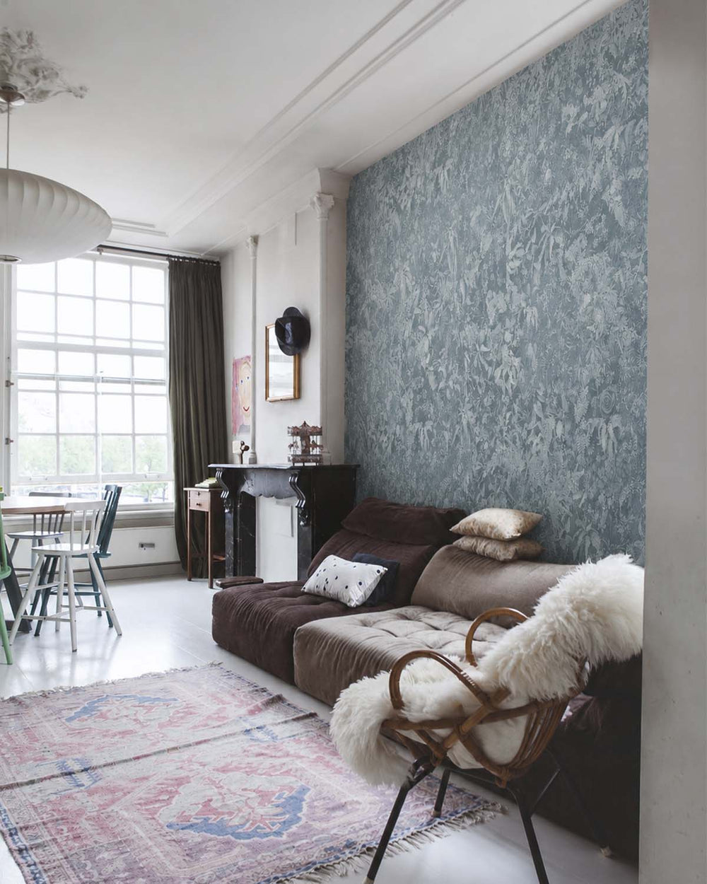 Slate Grey Timeless Floral Landscape Mural M3123