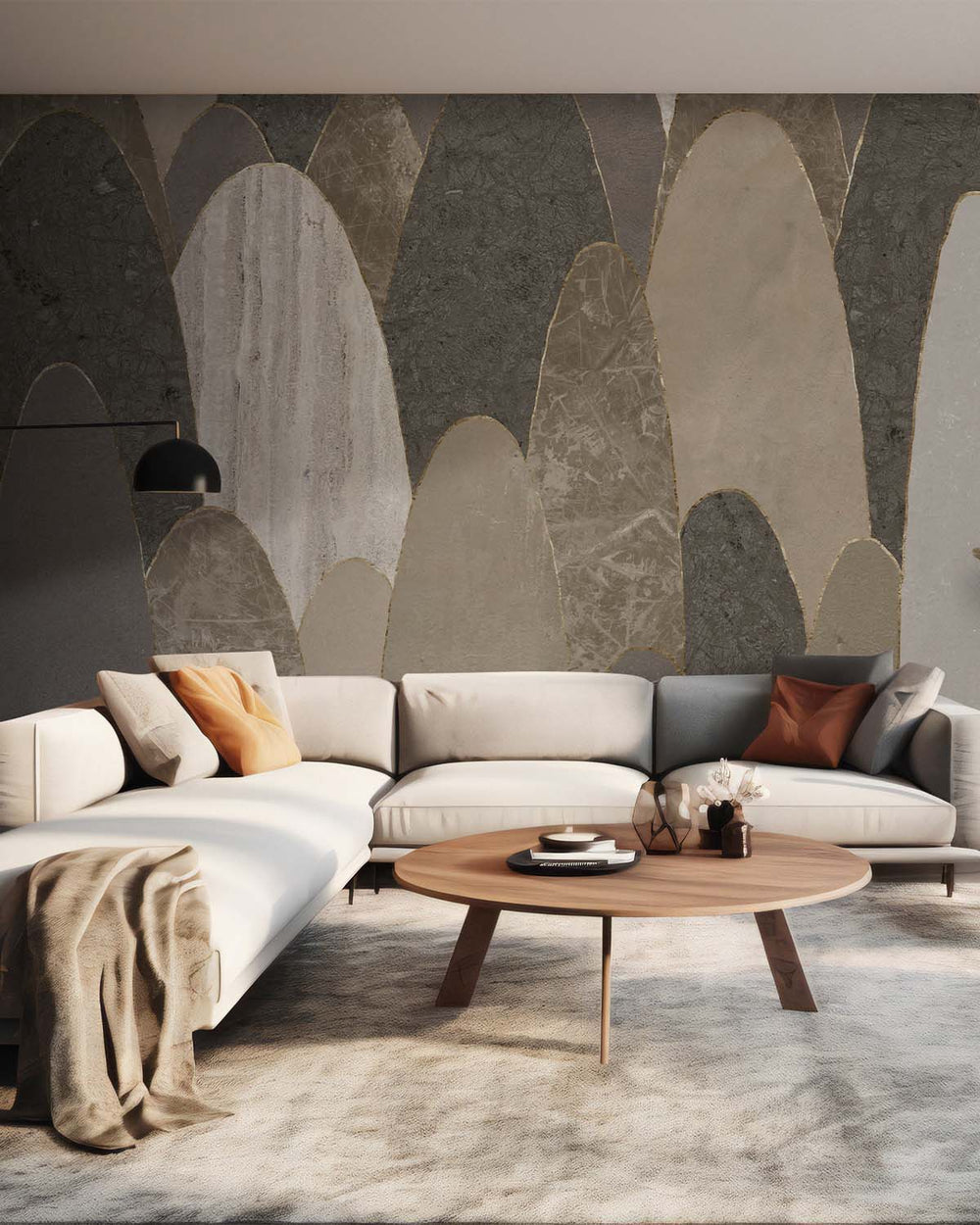 Stone Grey Abstract Marble Archway Mural M3124