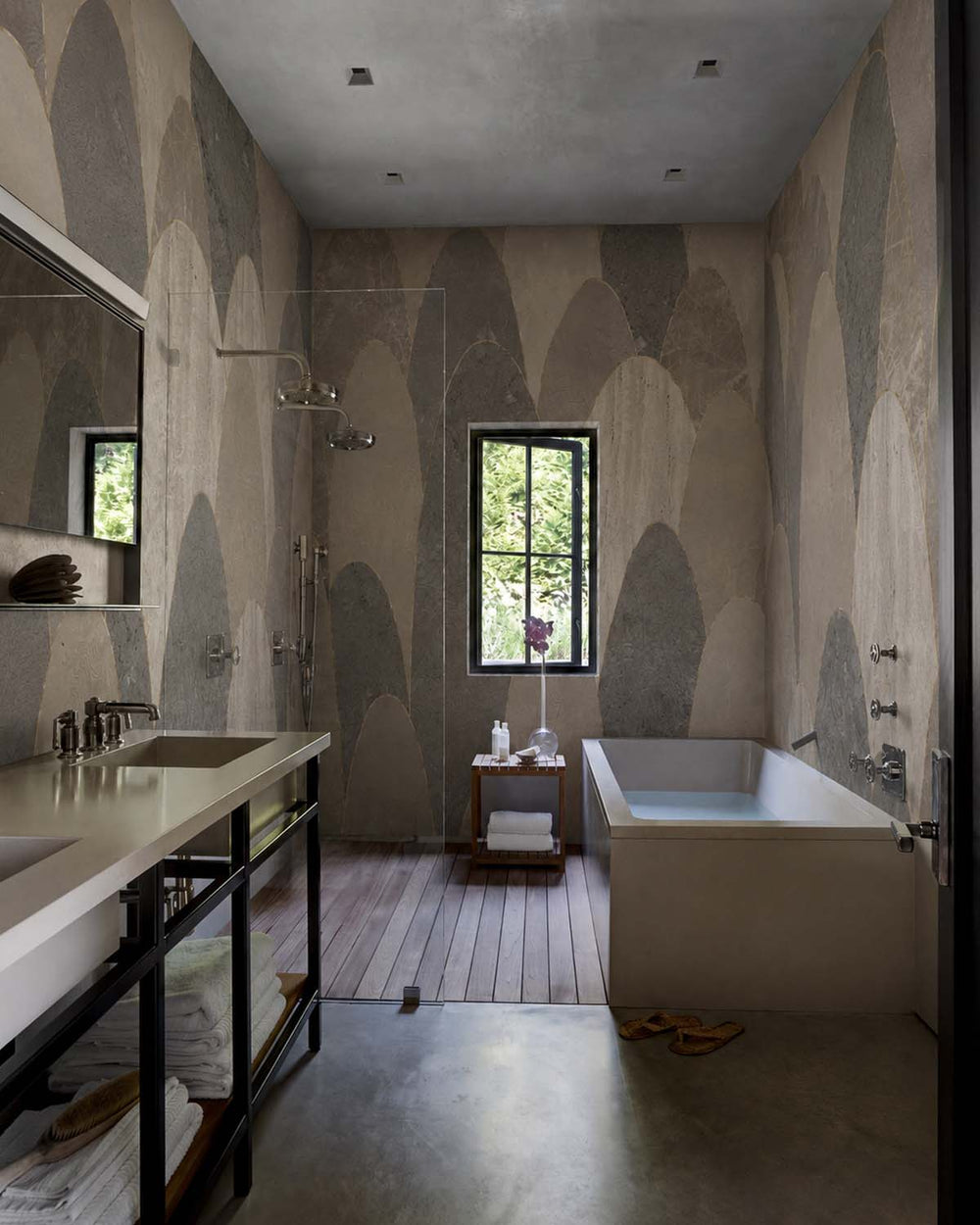 Stone Grey Abstract Marble Archway Mural M3124