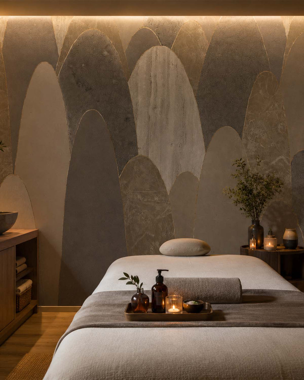 Stone Grey Abstract Marble Archway Mural M3124