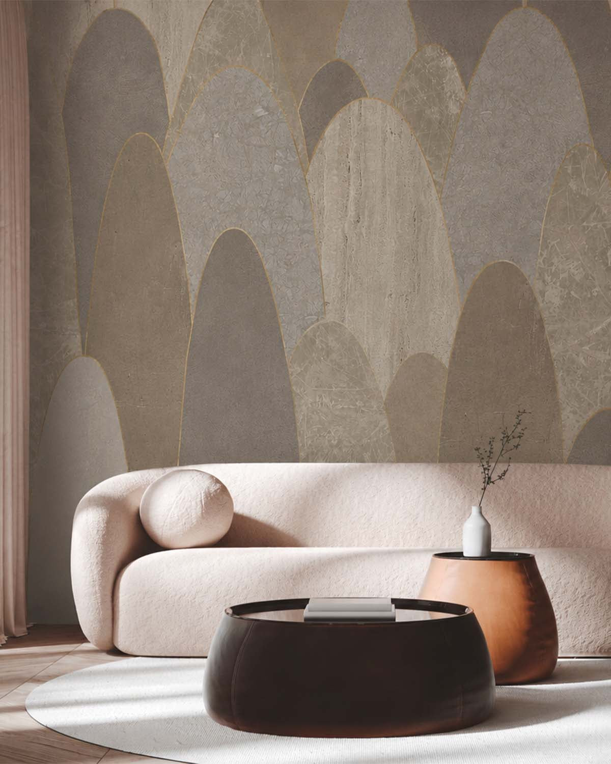Camo Beige Abstract Marble Archway Mural M3125