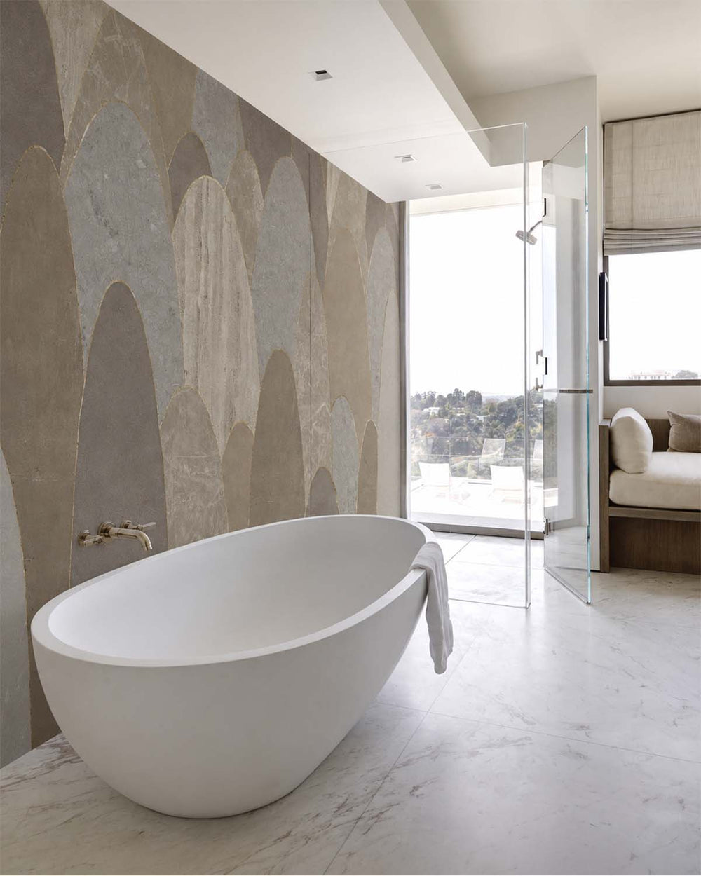 Camo Beige Abstract Marble Archway Mural M3125
