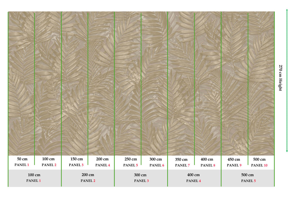 Nurude Brown Tropical Leaf Botanical Mural M3127