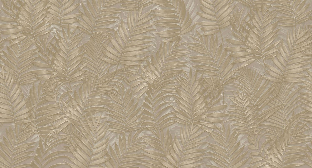 Nurude Brown Tropical Leaf Botanical Mural M3127