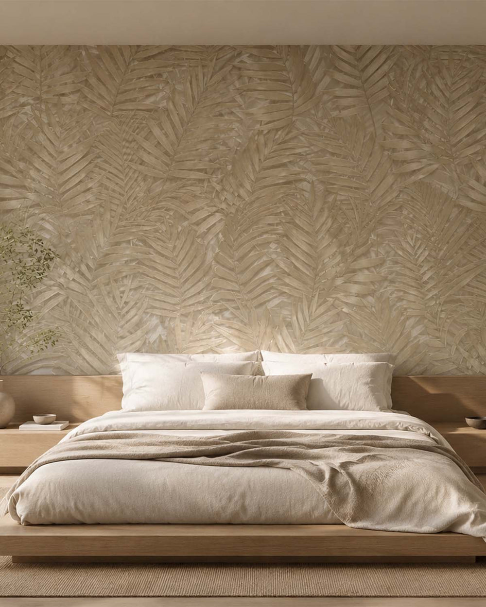 Nurude Brown Tropical Leaf Botanical Mural M3127