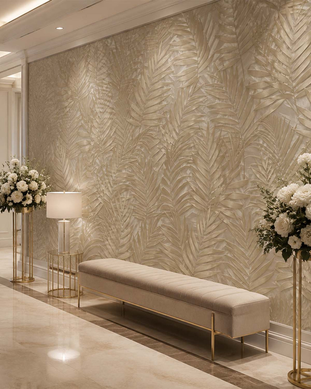 Nurude Brown Tropical Leaf Botanical Mural M3127