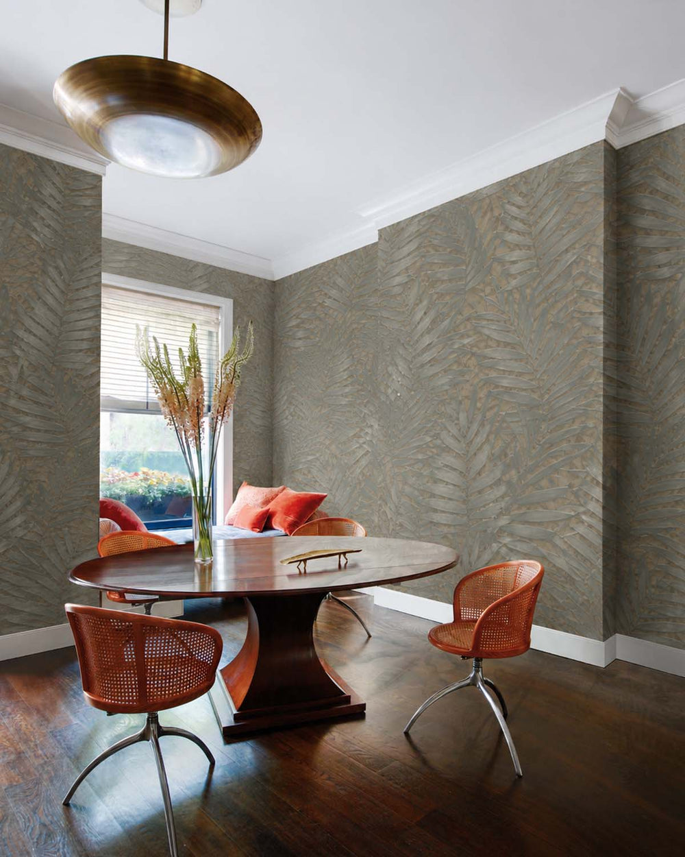 Armored Steel Tropical Leaf Botanical Mural M3129