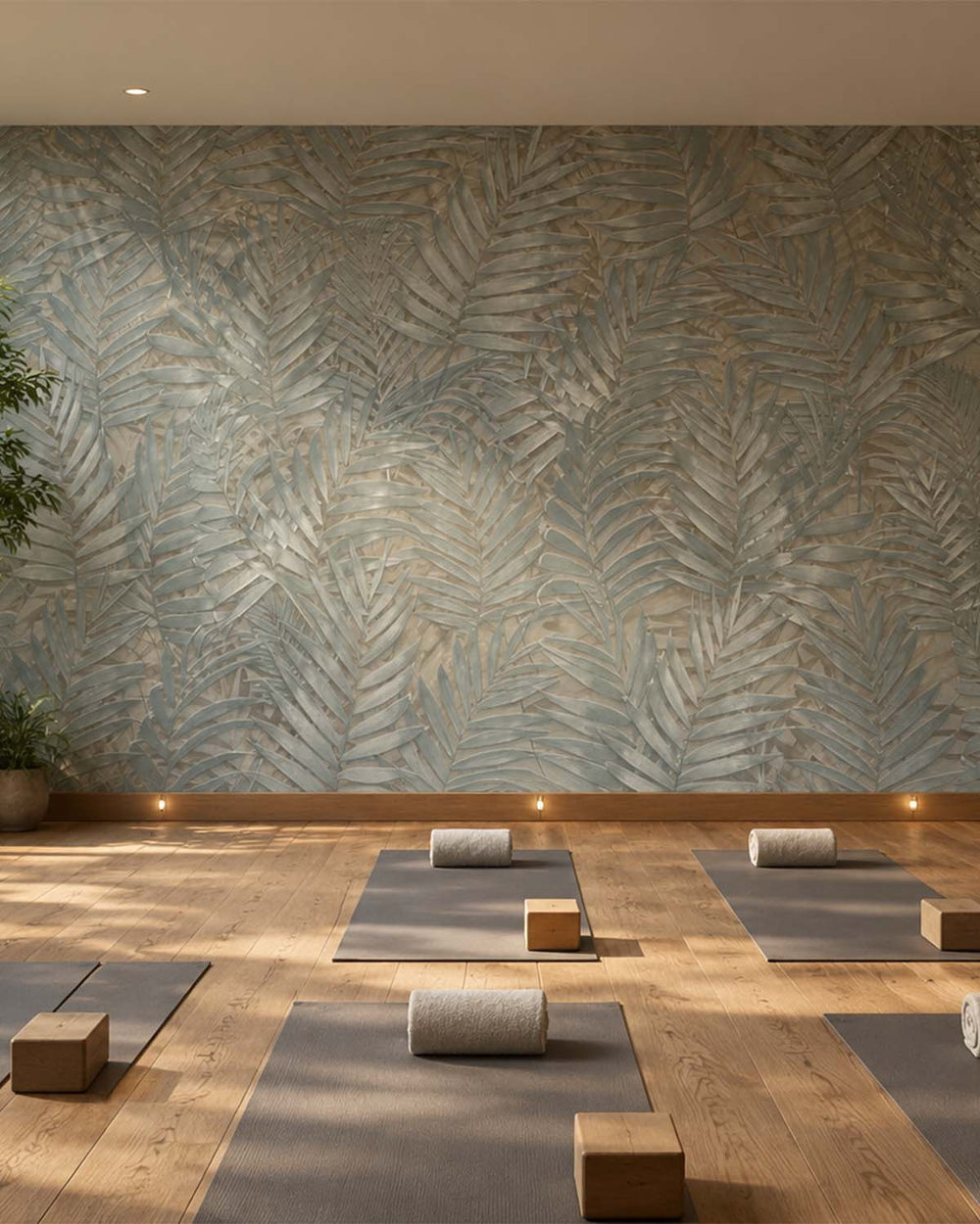 Armored Steel Tropical Leaf Botanical Mural M3129
