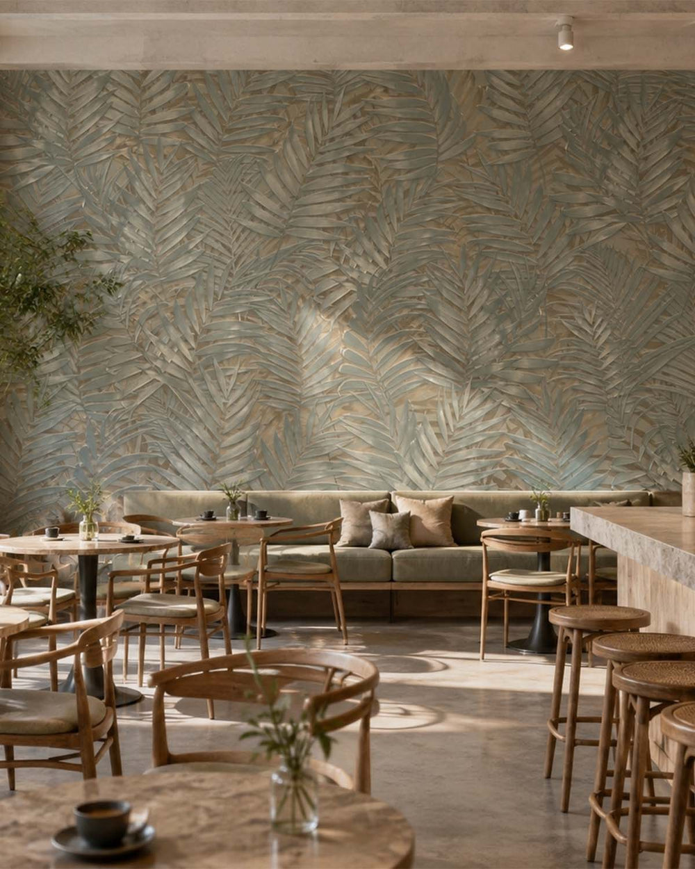 Armored Steel Tropical Leaf Botanical Mural M3129