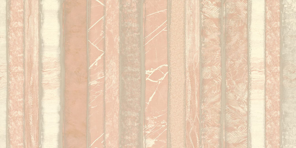 Caramel Ice Mixed Marble and Floral Striped Mural M3131