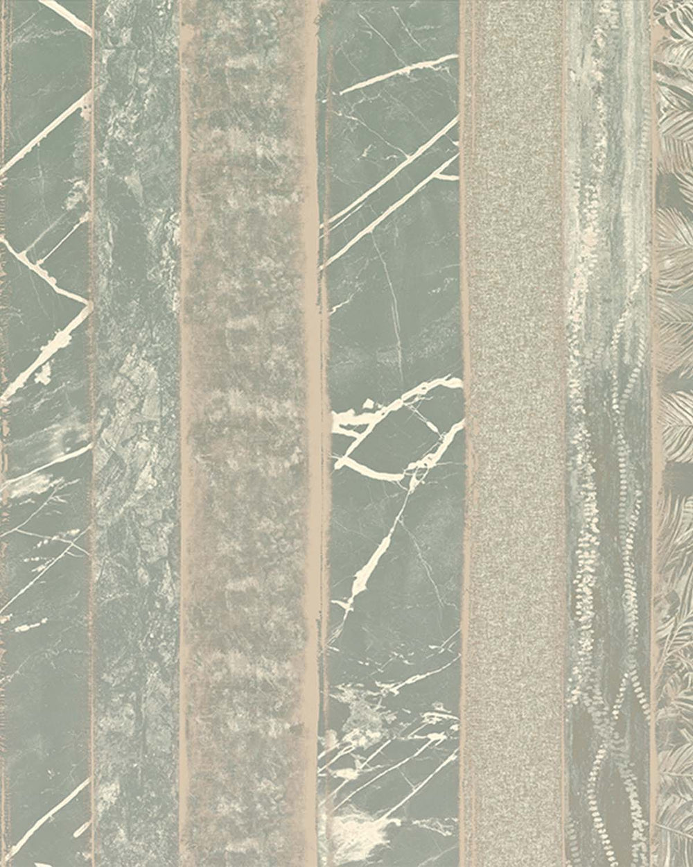 Smoky Slate Mixed Marble and Floral Striped Mural M3132