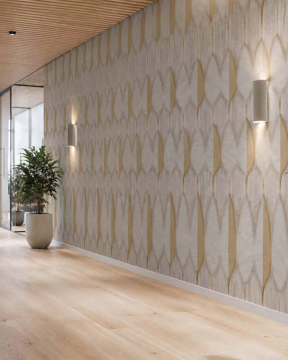 Abbey Road Modern Nordic Stylized Leaf Pattern Mural M3134