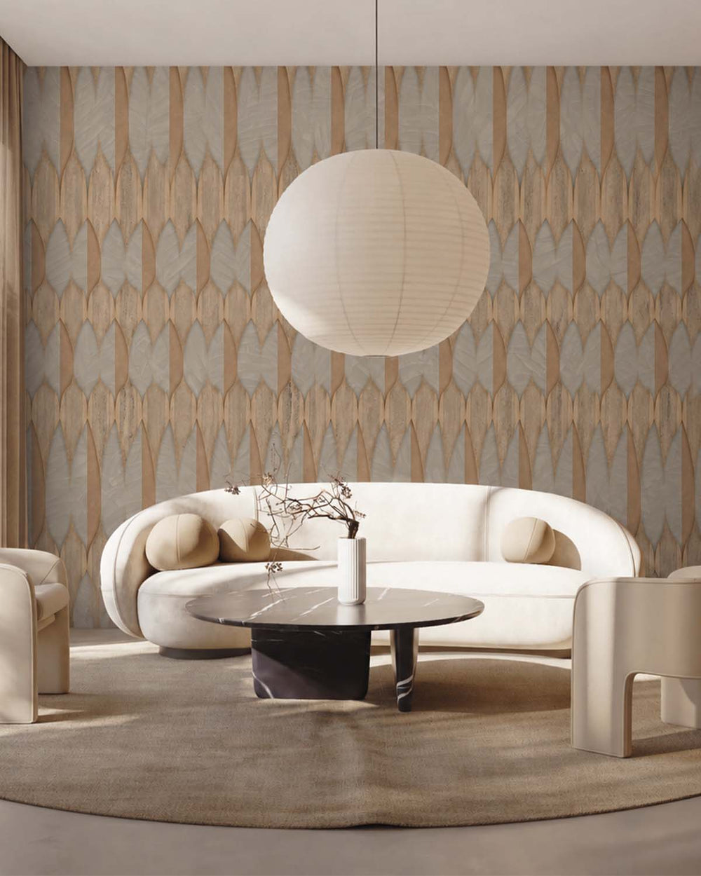 Birchwood Modern Nordic Stylized Leaf Pattern Mural M3135