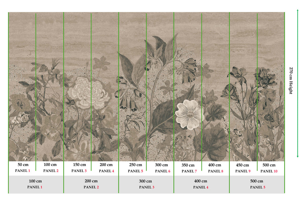 Hayden Valley Vintage Sketch Floral Mural M3138