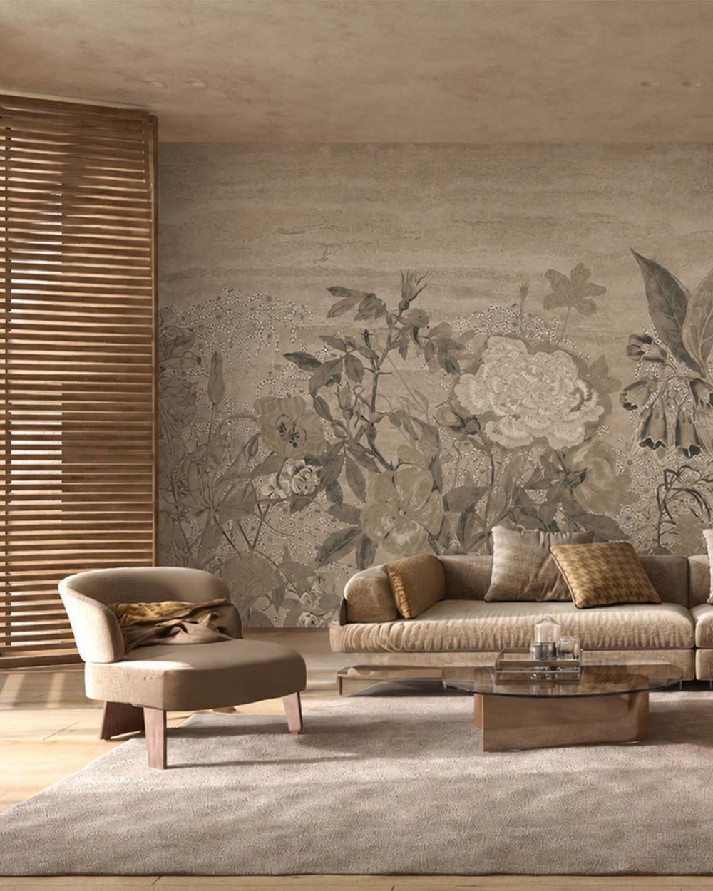 Hayden Valley Vintage Sketch Floral Mural M3138
