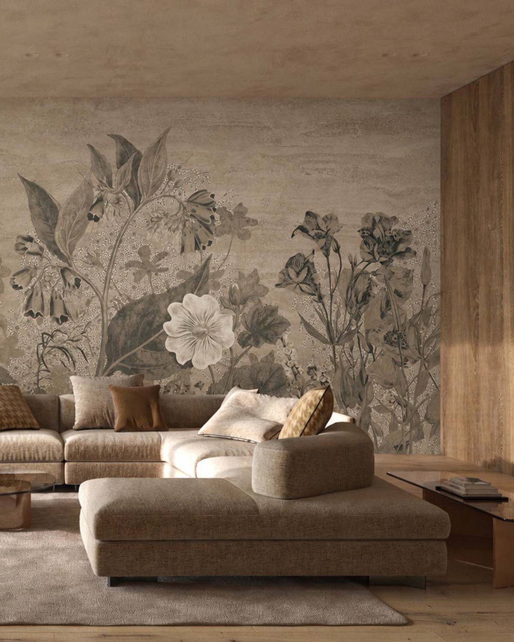 Hayden Valley Vintage Sketch Floral Mural M3138