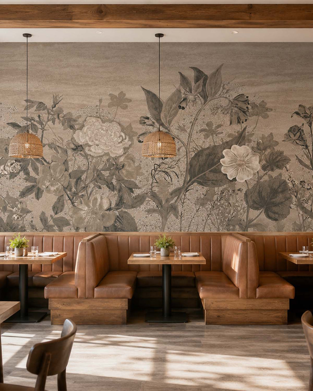 Hayden Valley Vintage Sketch Floral Mural M3138