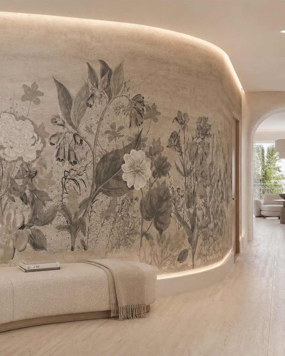 Hayden Valley Vintage Sketch Floral Mural M3138