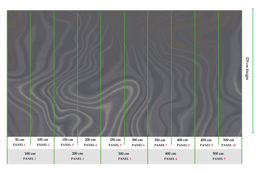 Blackish Grey Luxe Marbling Swirl Mural M3141