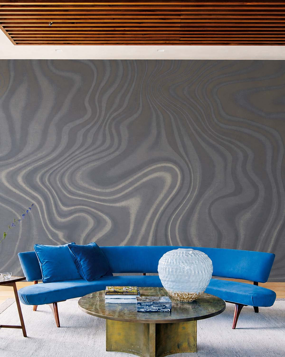 Blackish Grey Luxe Marbling Swirl Mural M3141