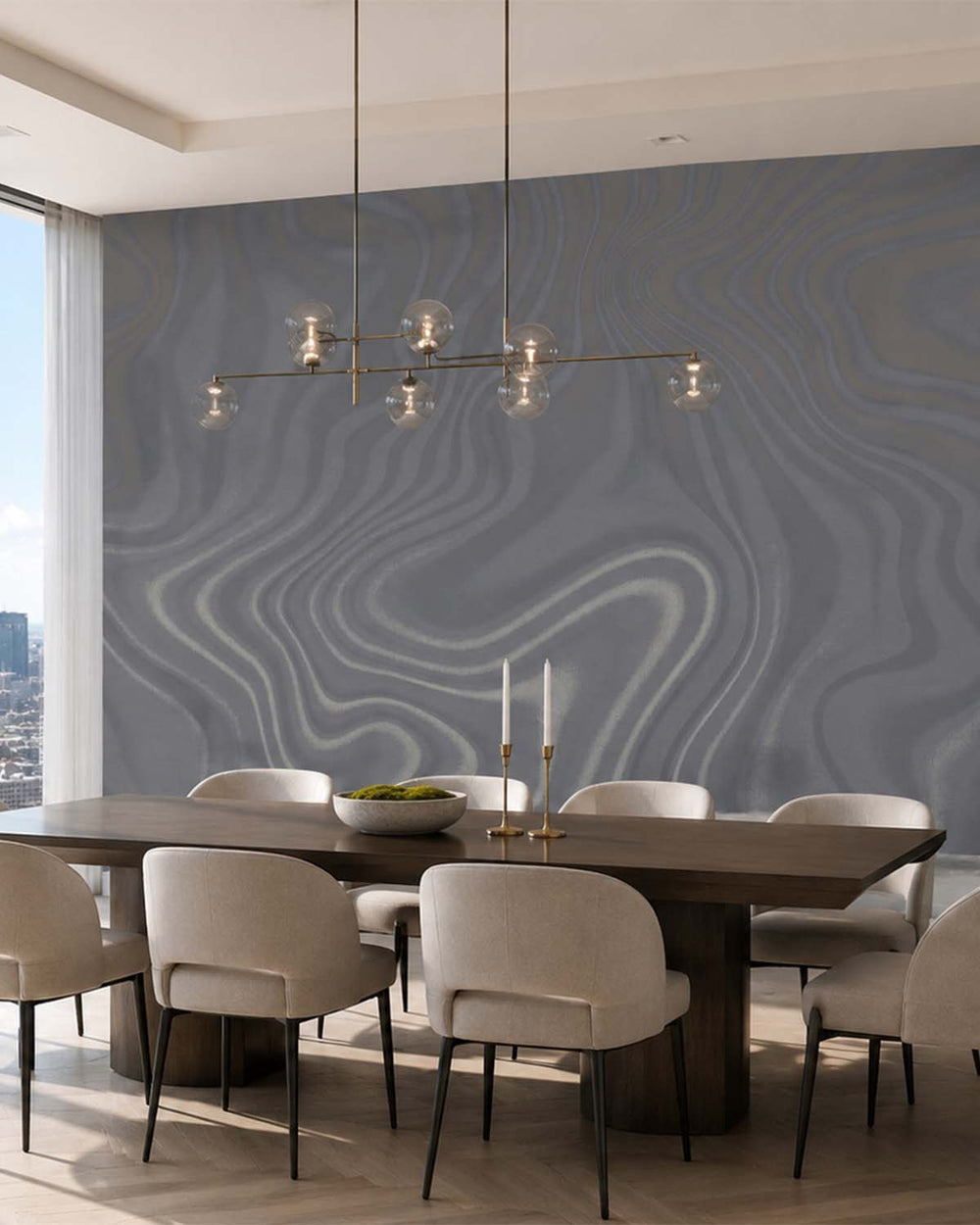 Blackish Grey Luxe Marbling Swirl Mural M3141