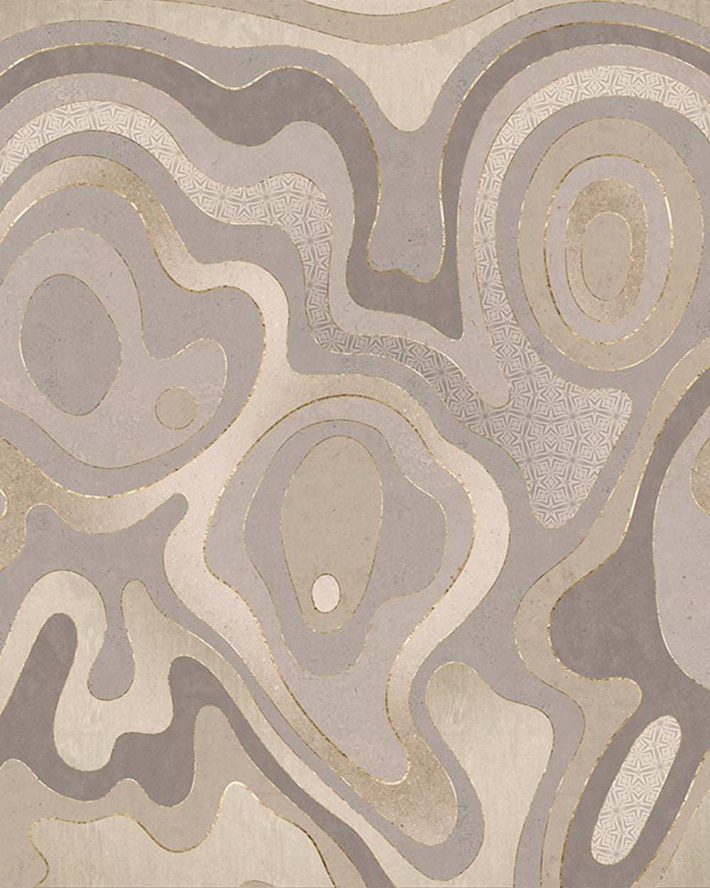 Bright Sepia Abstract Tidal Topography Mural M3142