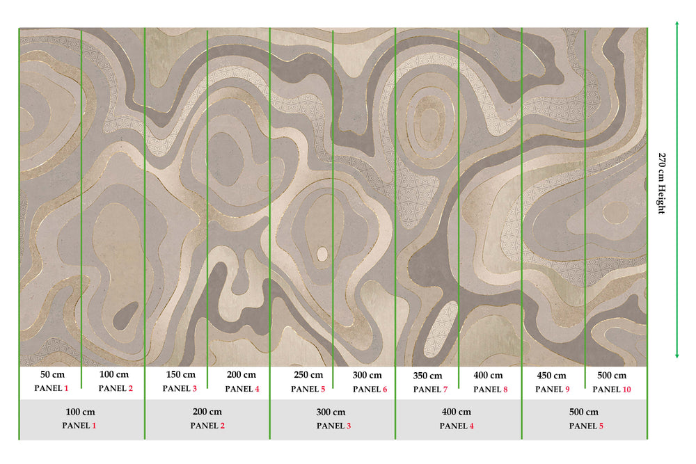 Bright Sepia Abstract Tidal Topography Mural M3142