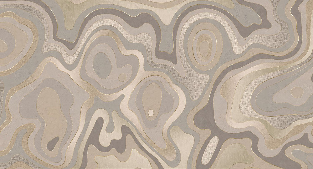Bright Sepia Abstract Tidal Topography Mural M3142