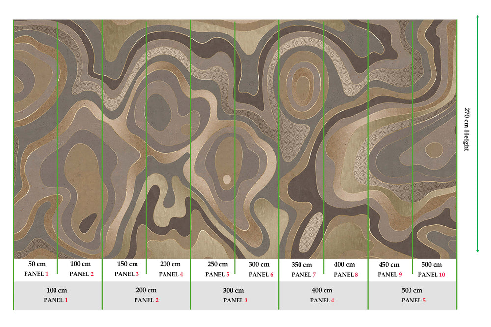 Knot Brown Abstract Tidal Topography Mural M3143