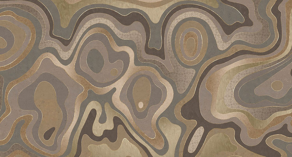 Knot Brown Abstract Tidal Topography Mural M3143
