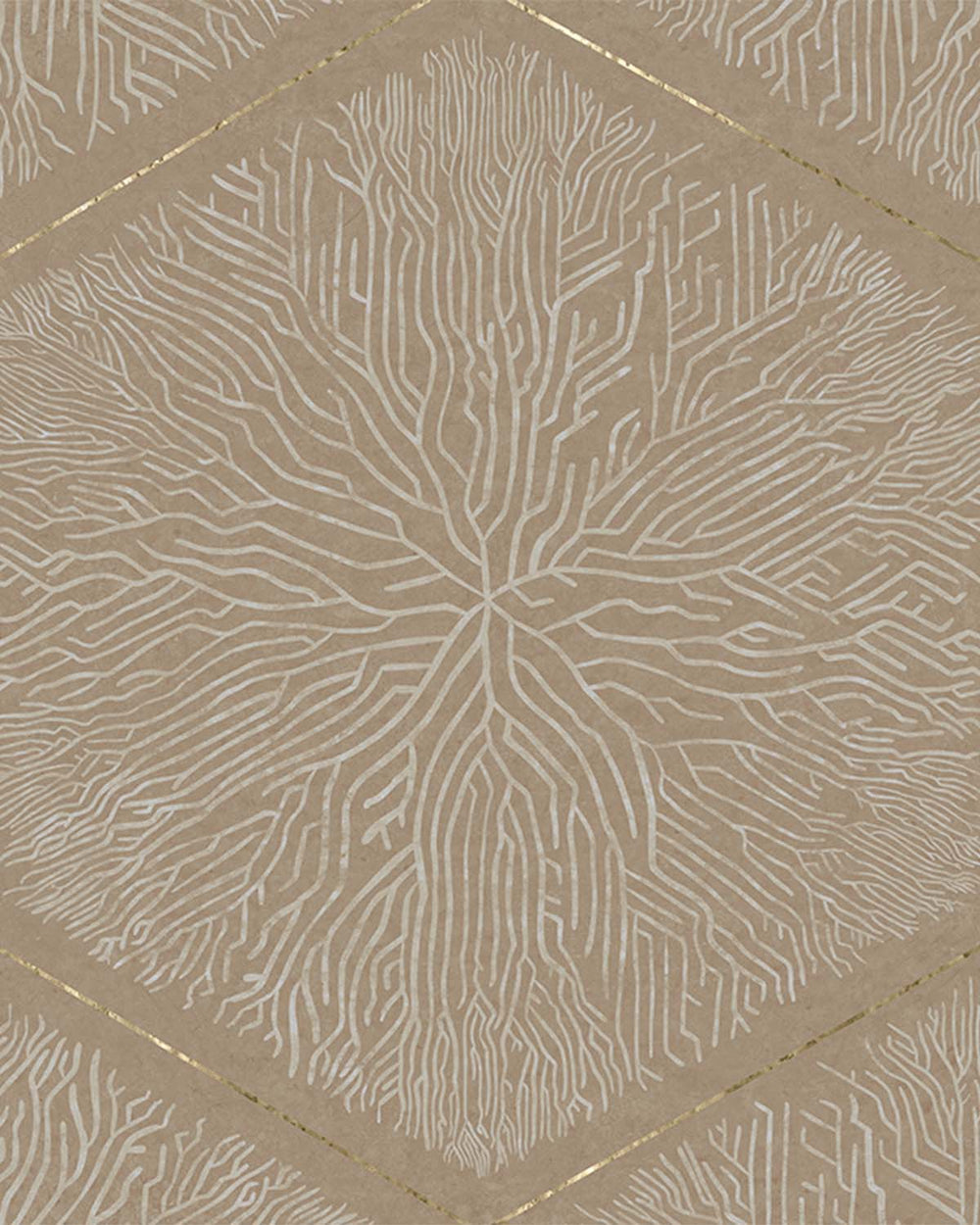 Pale Oyster Geometric Hexagonal Nature Mural M3146