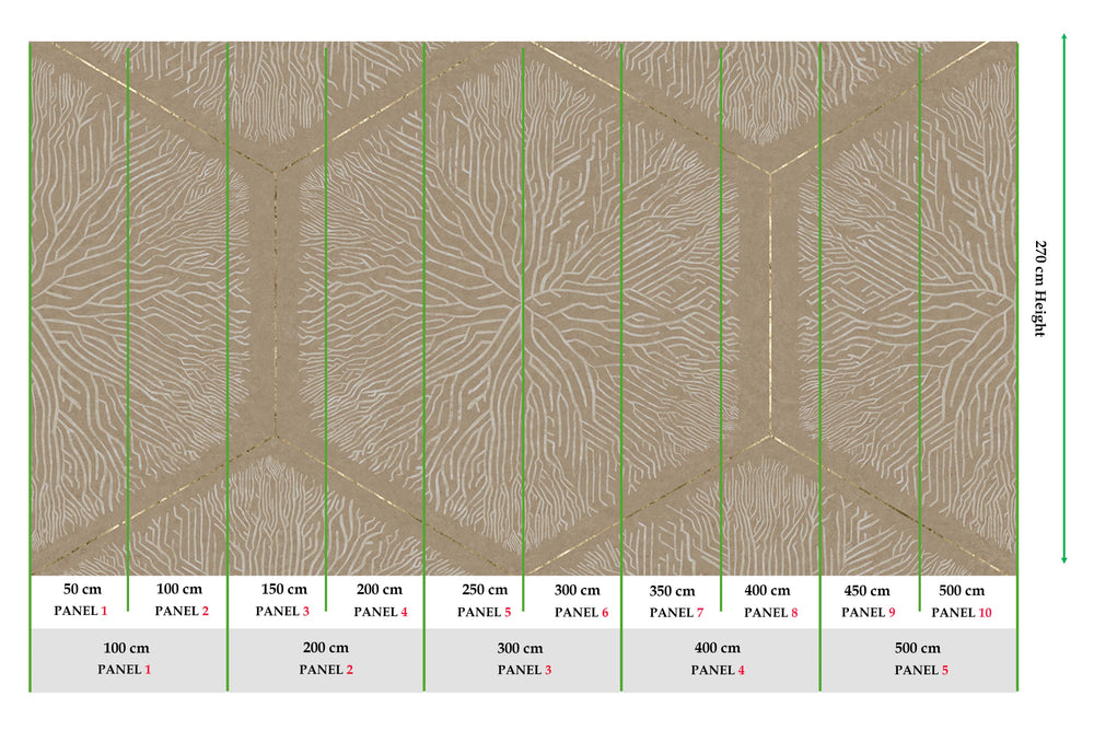 Pale Oyster Geometric Hexagonal Nature Mural M3146