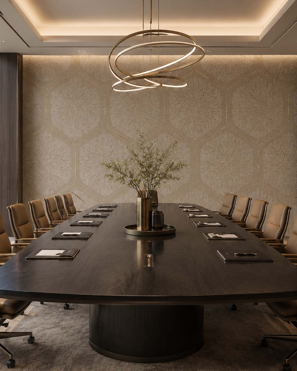 Pale Oyster Geometric Hexagonal Nature Mural M3146