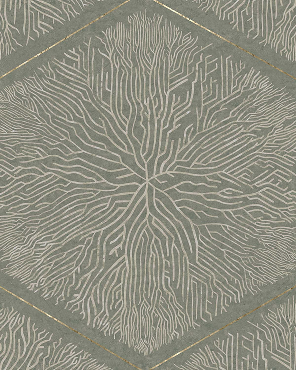 Grey Porcelain Geometric Hexagonal Nature Mural M3147
