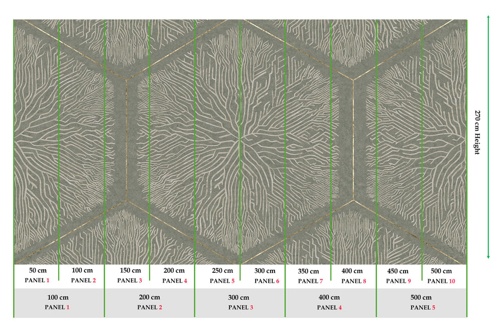 Grey Porcelain Geometric Hexagonal Nature Mural M3147