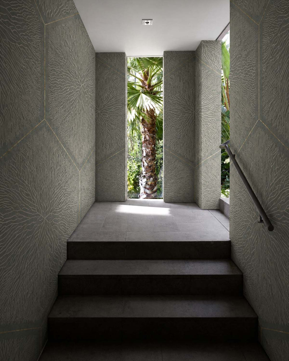 Grey Porcelain Geometric Hexagonal Nature Mural M3147