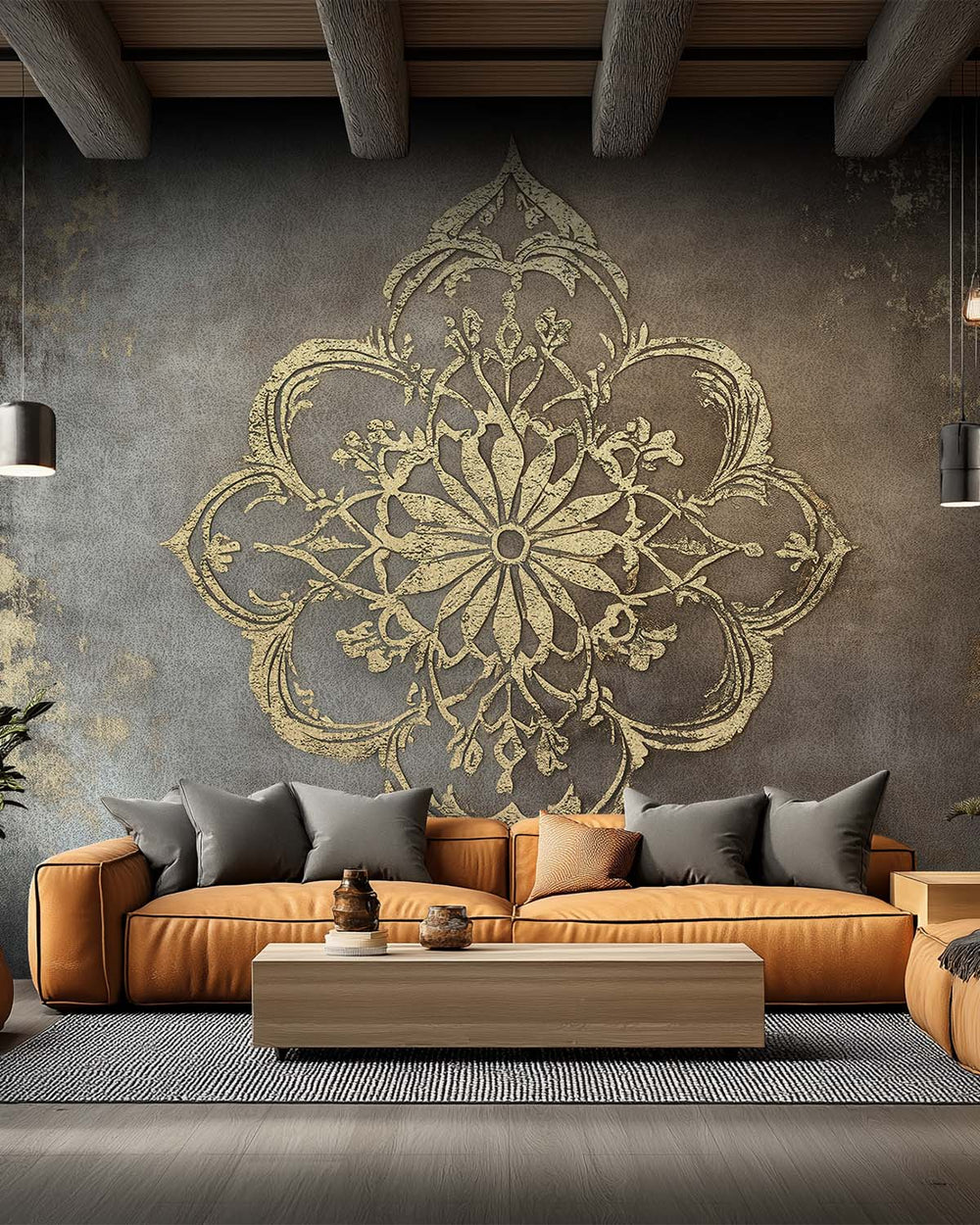 Sandalwood Luxe Moroccan Mandala Mural M3148