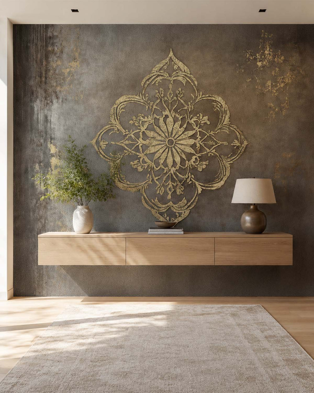 Sandalwood Luxe Moroccan Mandala Mural M3148