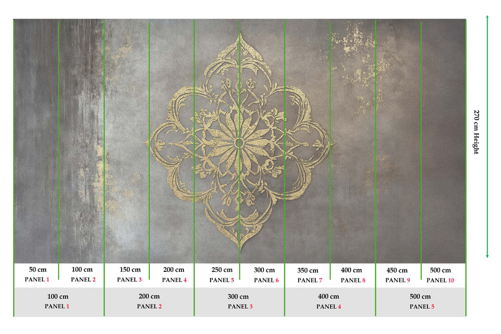 Natural Grey Luxe Moroccan Mandala Mural M3149