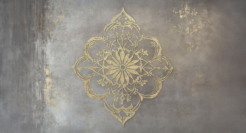 Natural Grey Luxe Moroccan Mandala Mural M3149