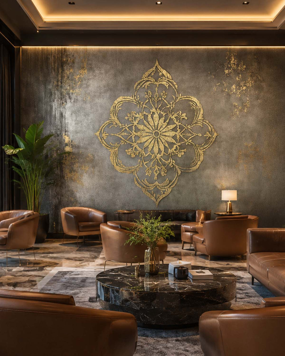 Natural Grey Luxe Moroccan Mandala Mural M3149