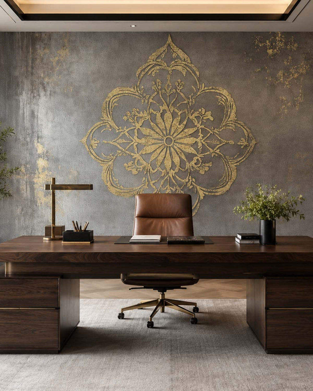 Natural Grey Luxe Moroccan Mandala Mural M3149