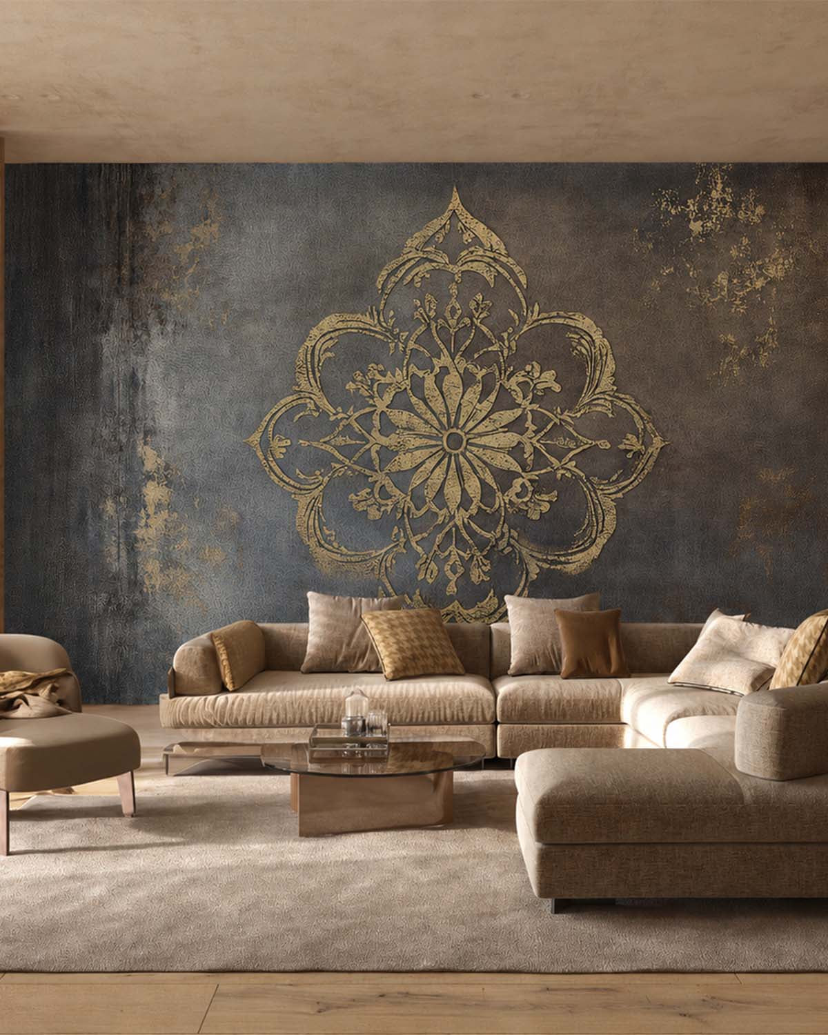 Soft Pumice Luxe Moroccan Mandala Mural M3150